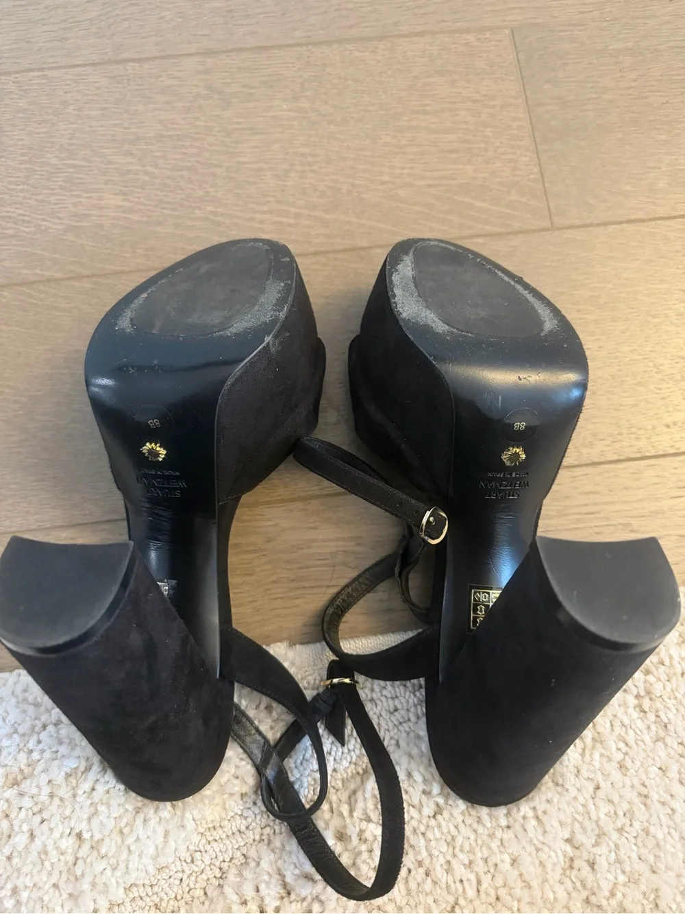 Stuart Weitzman Black Suede Platform Heels